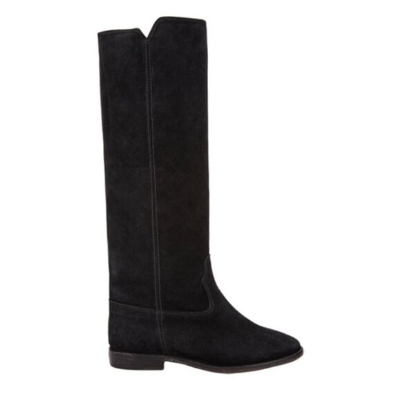 Isabel Marant Cleave Knee High Hidden Wedge Boots Black Suede Size 39 9 - Picture 1 of 11